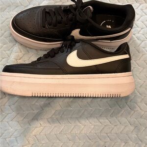 Nike Black and White Platform Sneakers